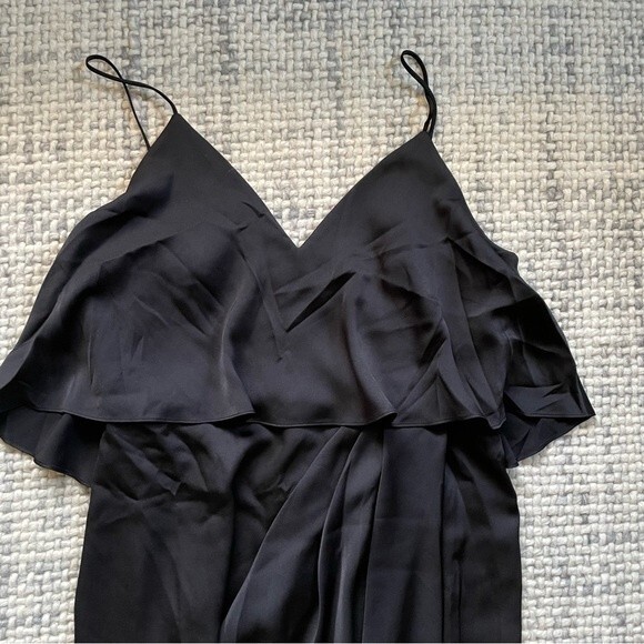 Shona Joy Black Luxe Frill Tulip Hem Maxi Dress in Onyx 10 - Picture 3 of 6